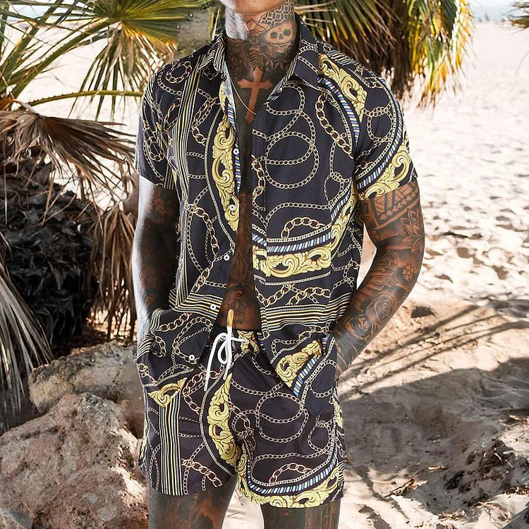 Beach Casual Holiday Style Loose Printed Two-Piece Suits
