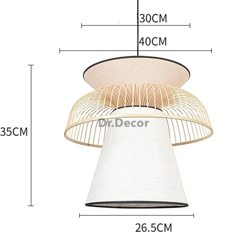 Japanese Style Fabric Bamboo Pendant Lights Modern Minimalist LED Hanging Lamps Dining Room Decor Bedroom Living Room Lighting
