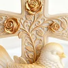 3D Rose Cross & Peace Dove Silicone Candle Moulds Decorative Crafting Tool DIY Handmade Faith Candles Moulds Reusable Sacred Rose Vine Mould for Anniversary/Religious Ceremony