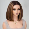 5x5 Lace Closure Wig Wig Straight Wig 12inches Bob black Hair Pre Plucked Human Hair Wig