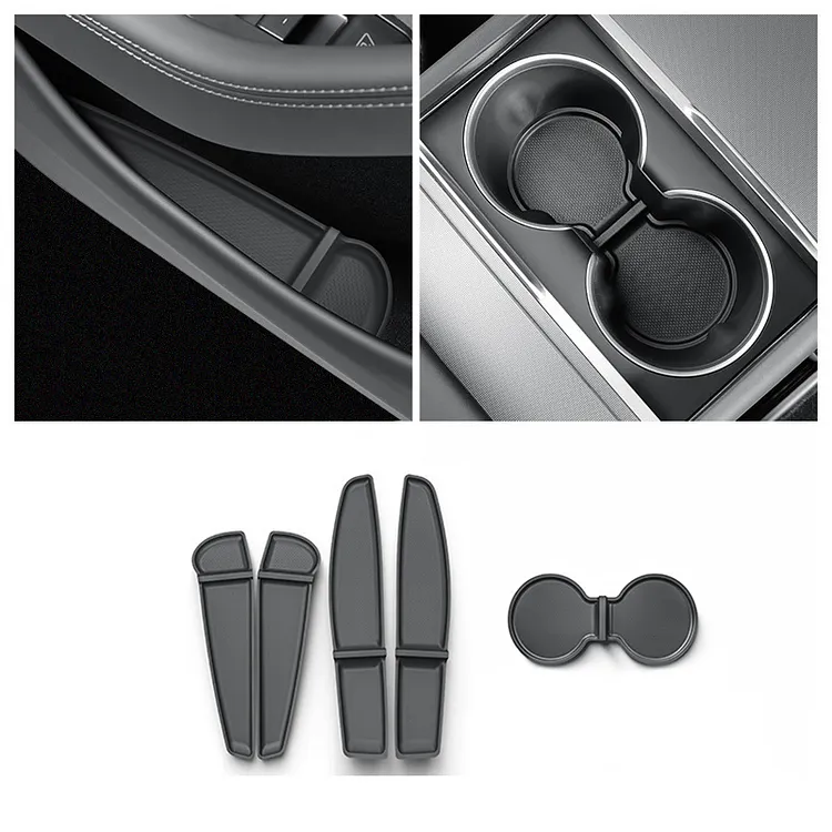 Teslasy Model Y Juniper Door Side Pocket Organizer Liners & Cup Holder Inserts