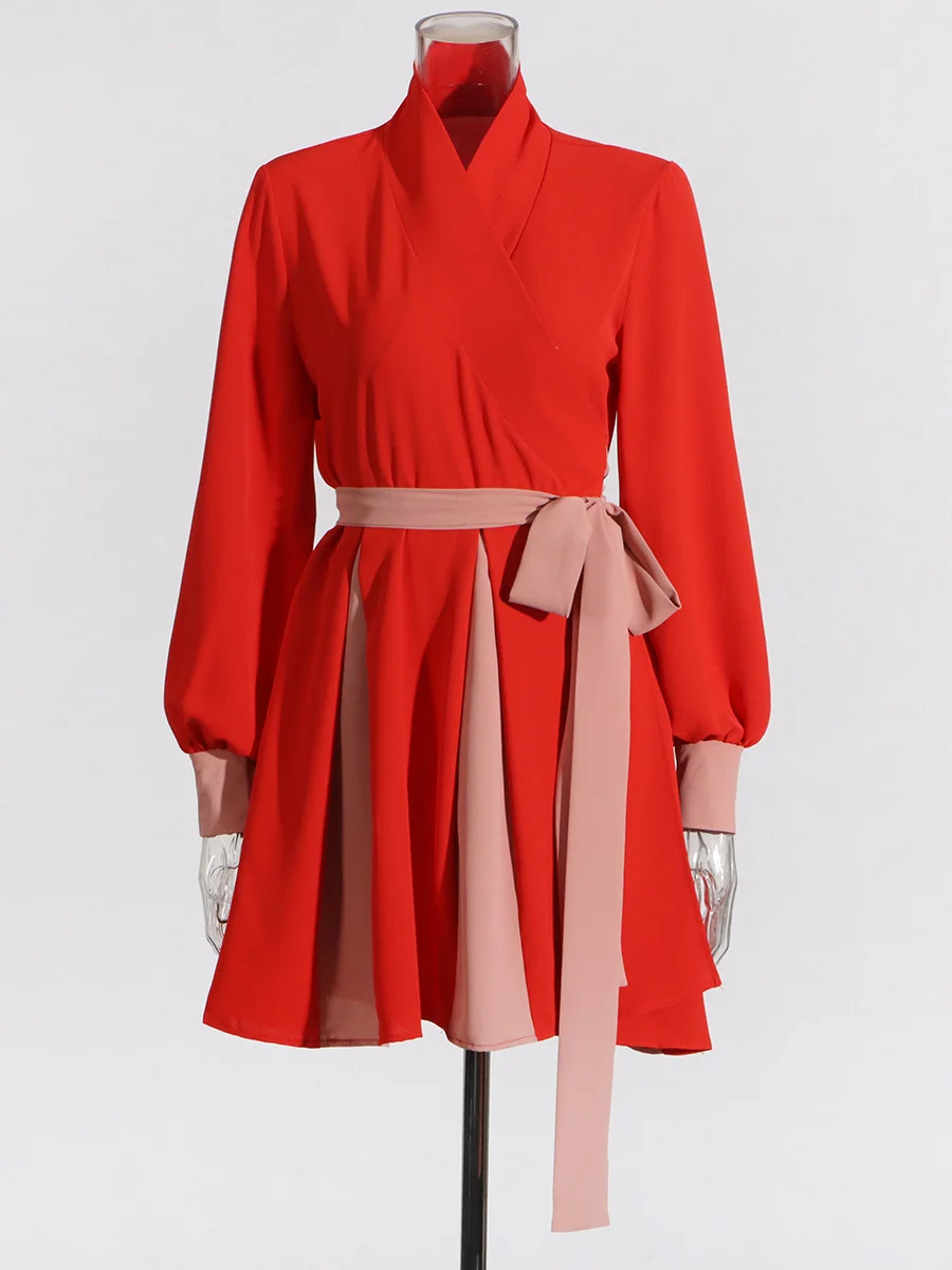 Brownm Design Sense Splicing Top Dress 2025 New Fashion High-End Retro Strap To Receive Waist-Skinny Coat Female Summer