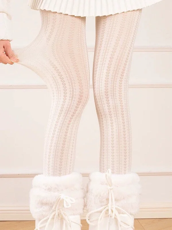 Heart Hollow-out Velvet Tights