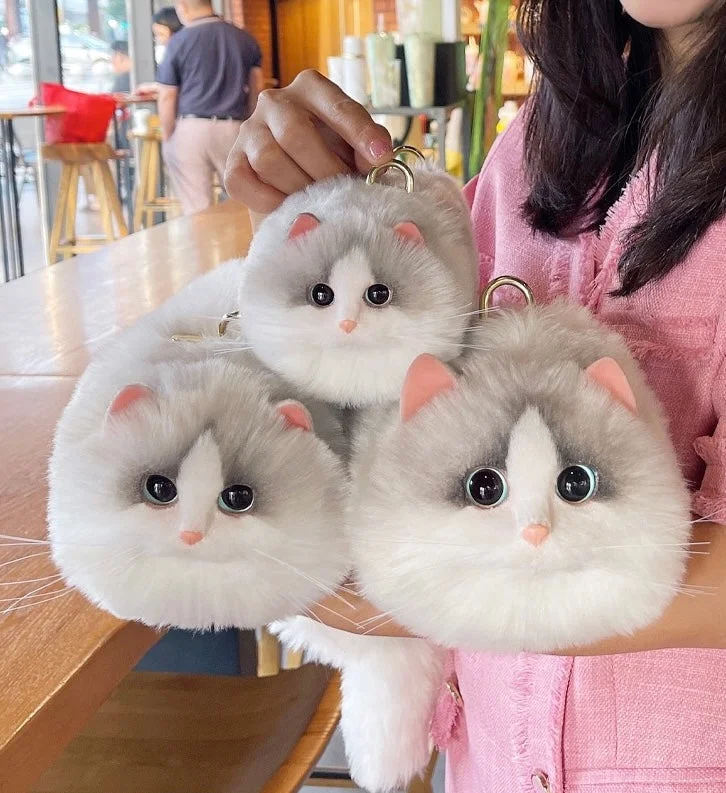 Fluffy Silver British Shorthair Cat Bag Cat Purse