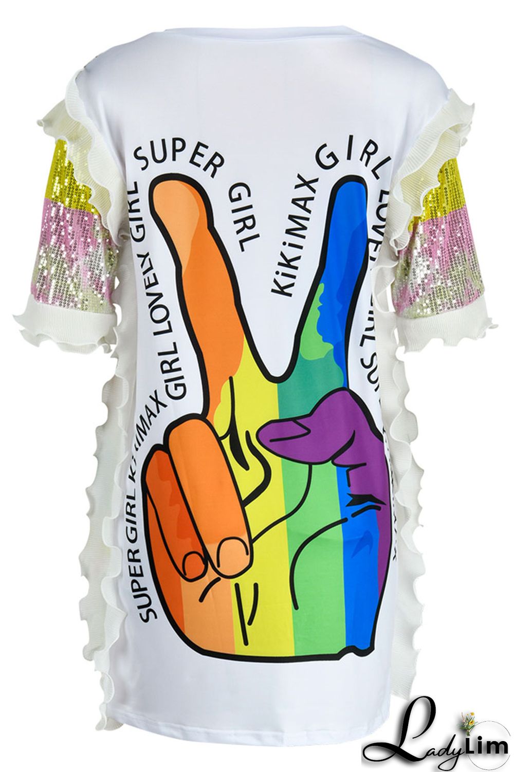 Black Fashion Casual Letter Print Sequins Patchwork O Neck Dresses