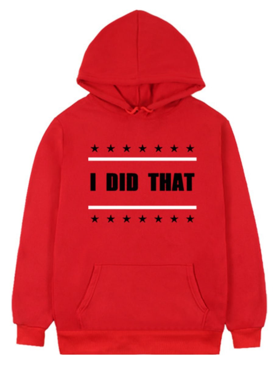 I DID THAT Hoodie Letter Print Long Sleeve Pocket Plus Size Tops
