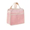 3Pcs Makeup Bag PVC Travel Storage Bag Large Capacity Zipper Mesh Bag (Pink)