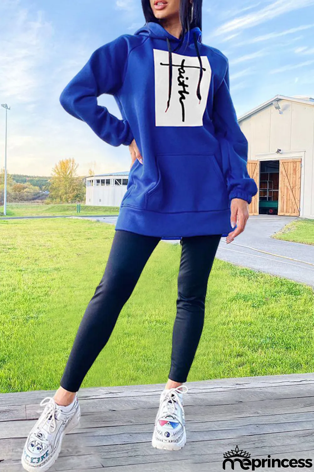 Pink Fashion Casual Print Patchwork Hooded Collar Tops