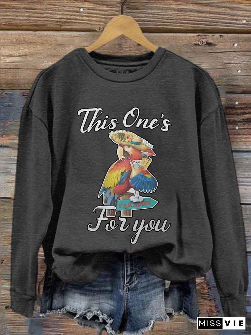 Women's This One's For You Tribute Jimmy Buffett Print Sweatshirt