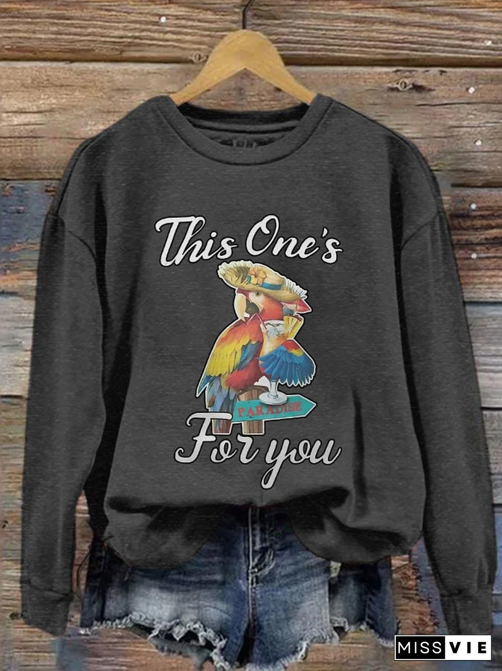 Women's This One's For You Tribute Jimmy Buffett Print Sweatshirt