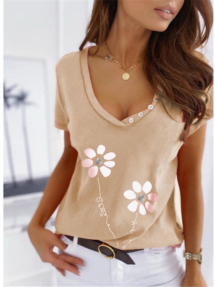 Women Half Sleeve V-neck Solid Color Dress