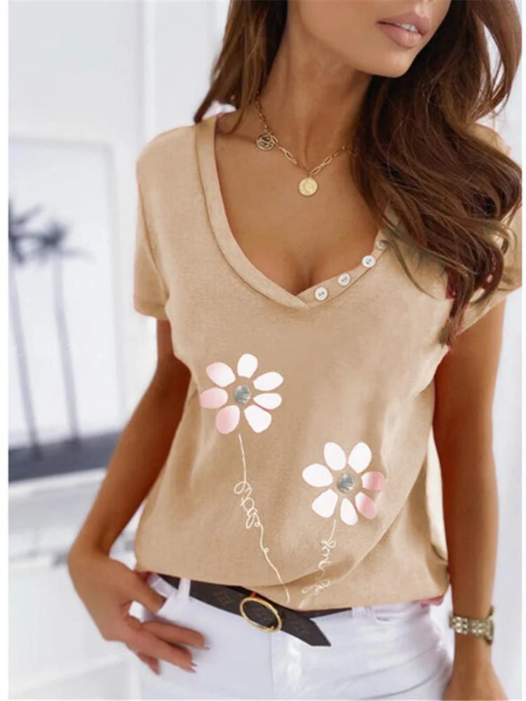 Women Half Sleeve V-neck Solid Color Dress