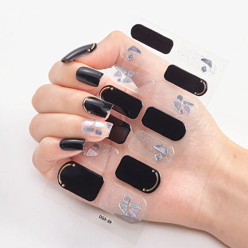 Four Sorts 0f Nail Stickers Nails Art Decoration Manicure Shiny Nail Decoration Decals Plain Stickers Nail Accesoires Women-Nail Inspo