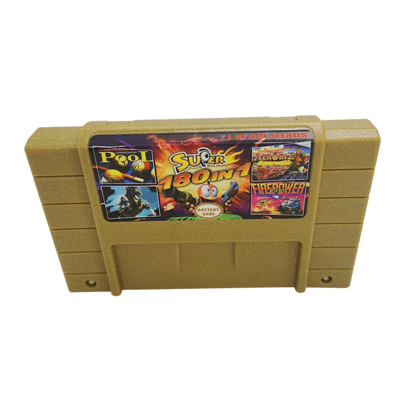 16 Bit Game Card - Super 180 in 1 Classic Collection SNES Multicart Super NES Games Cartridge for Retro SNES Game Console | English Language NTSC US Version