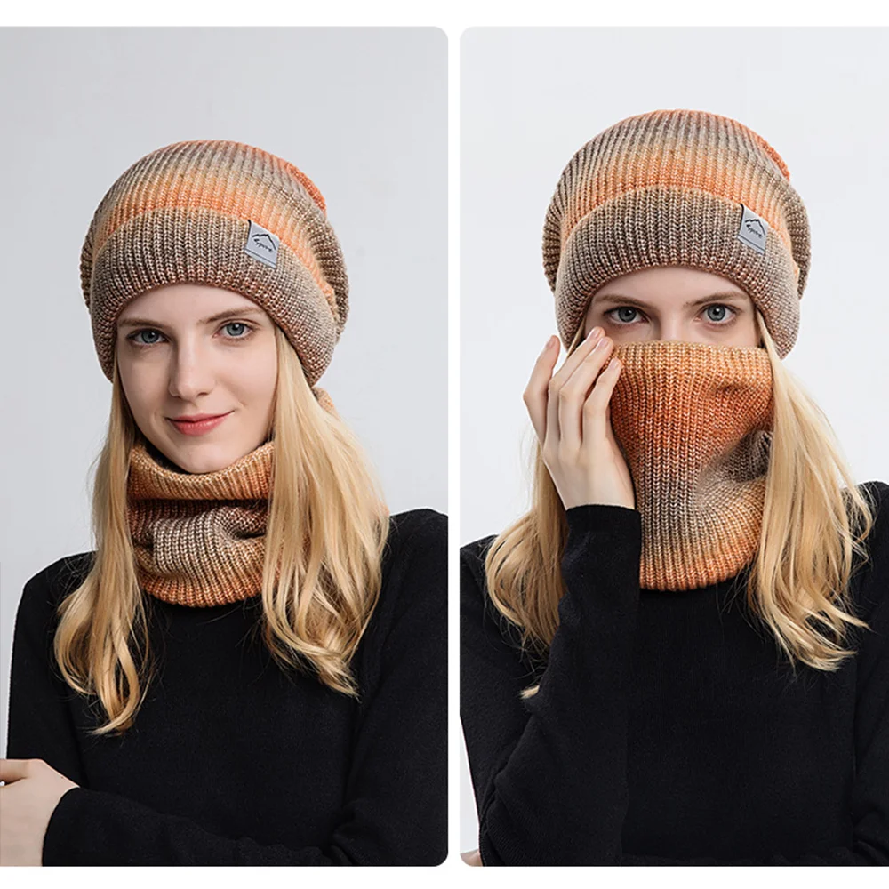 Tie Dye Winter Warm Knit Beanie Hat Scarf