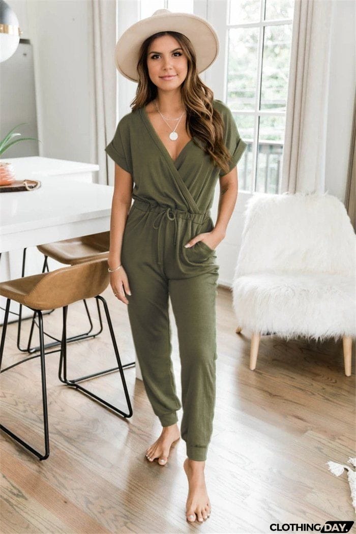 Super Comfy V Neck Casual Jumpsuit
