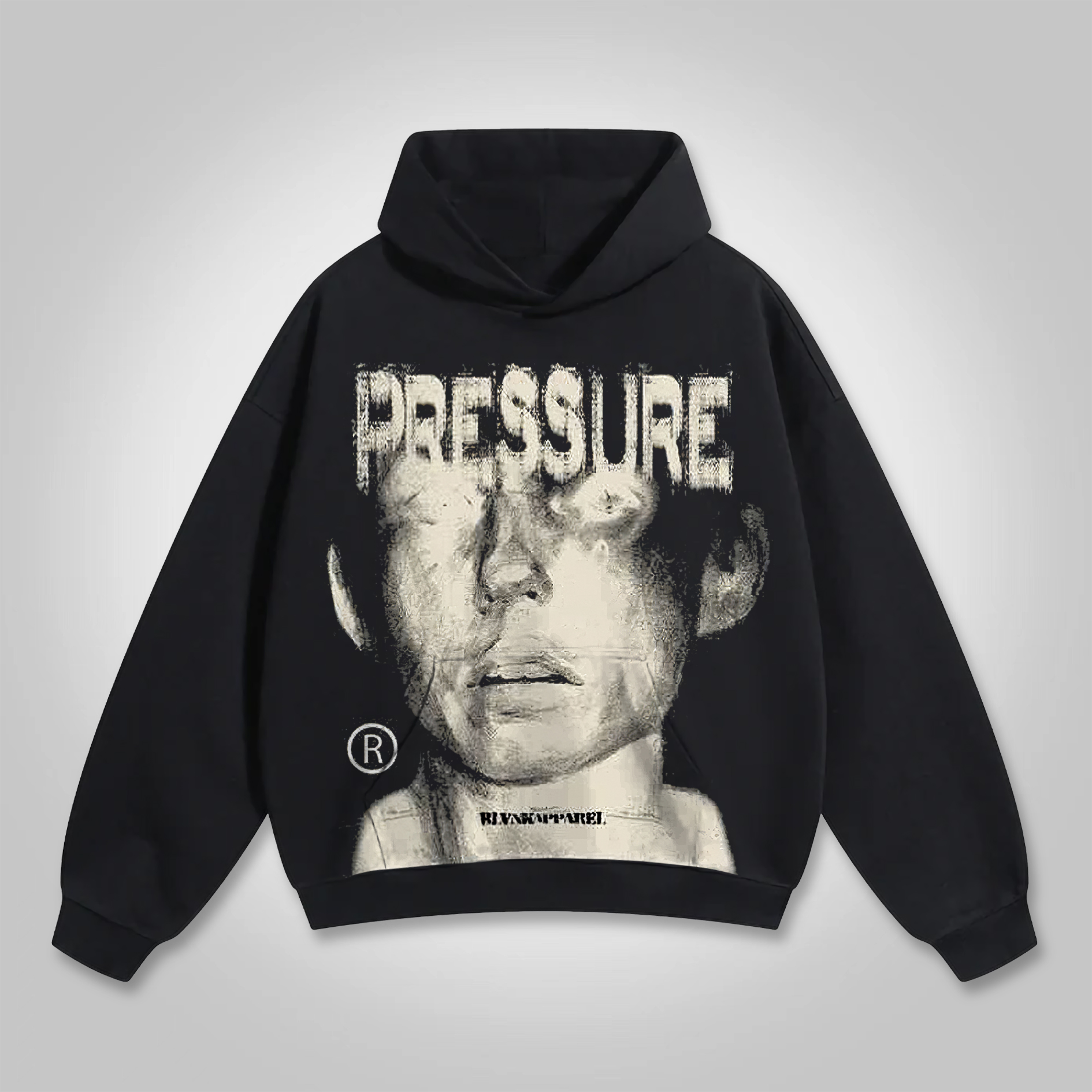 Vintage Pressure Face Graphic Print Fleece Pullover Hoodie - SOPULA