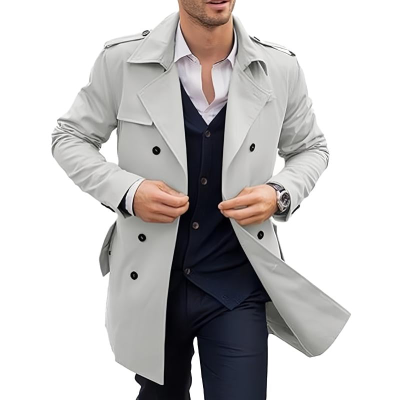 Men's Mid-length Double-breasted Casual Trench Coat 46954502X