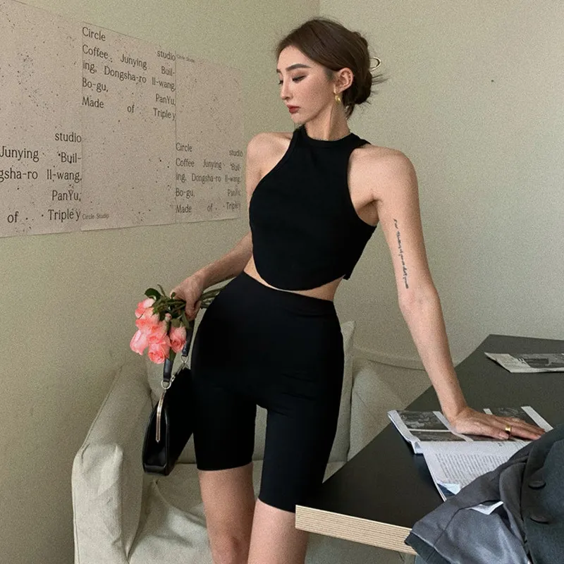 Uveng Uveng Taste Chic Temperament Sexy Irregular Design Reveals Umbilly Body Weight Loss-Hender Sling Vest