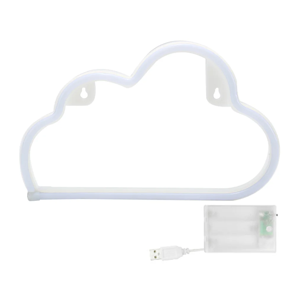 Cartoon Cloud Neon Light USB Battery Operated Hanging Lamp (White Light)