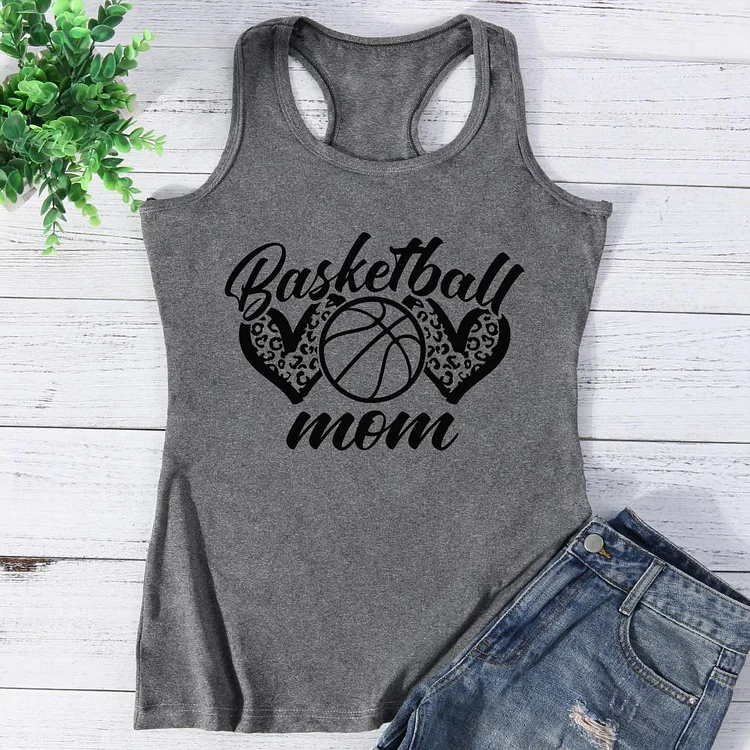 Basketball Mom Leopard Heart Vest Top