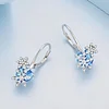 925 Sterling Silver Blue Crystal Heart Ear Buckles 