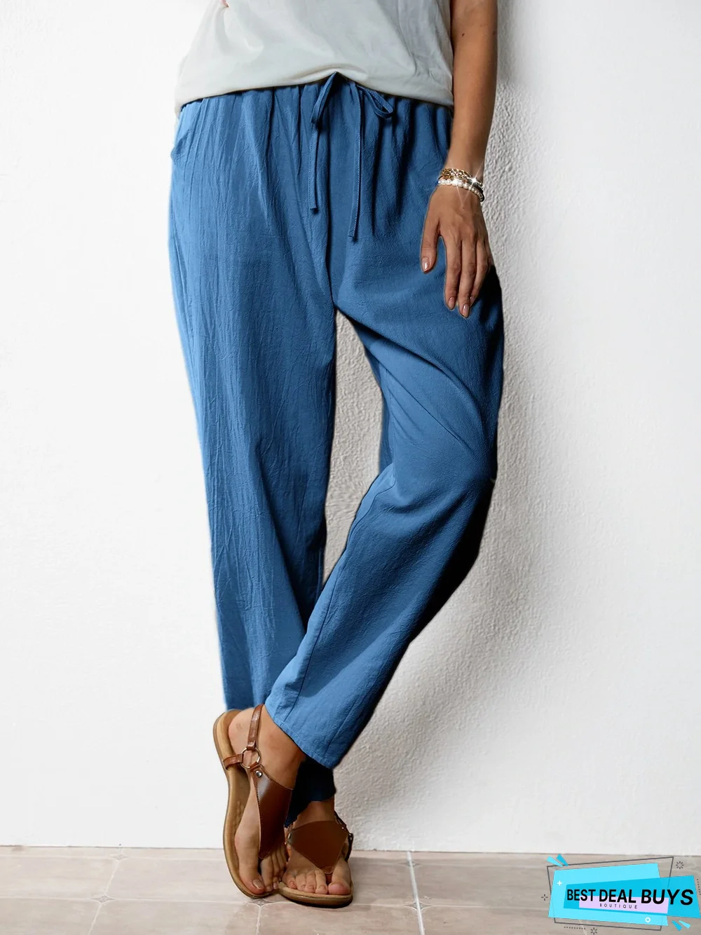 Loose Solid Cotton Linen & Cotton Bottoms