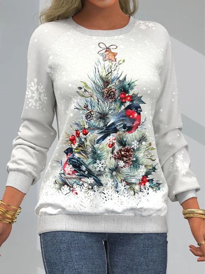 Christmas Print Raglan Sleeve Sweatshirt