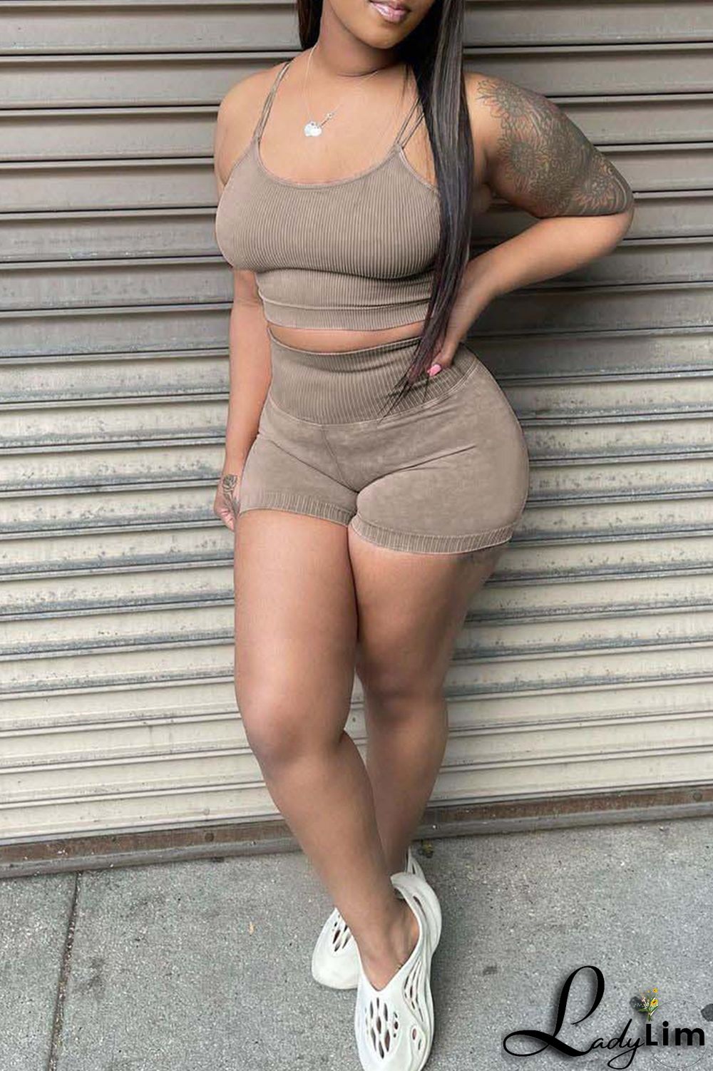 Green Sexy Casual Solid Backless Spaghetti Strap Sleeveless Two Pieces