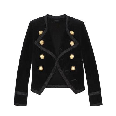 SMTHMA HIGH QUALITY New Fashion 2022 Designer Runway Jacket Women's Double Breasted Buttons Velvet Coat Outer Size S-XL