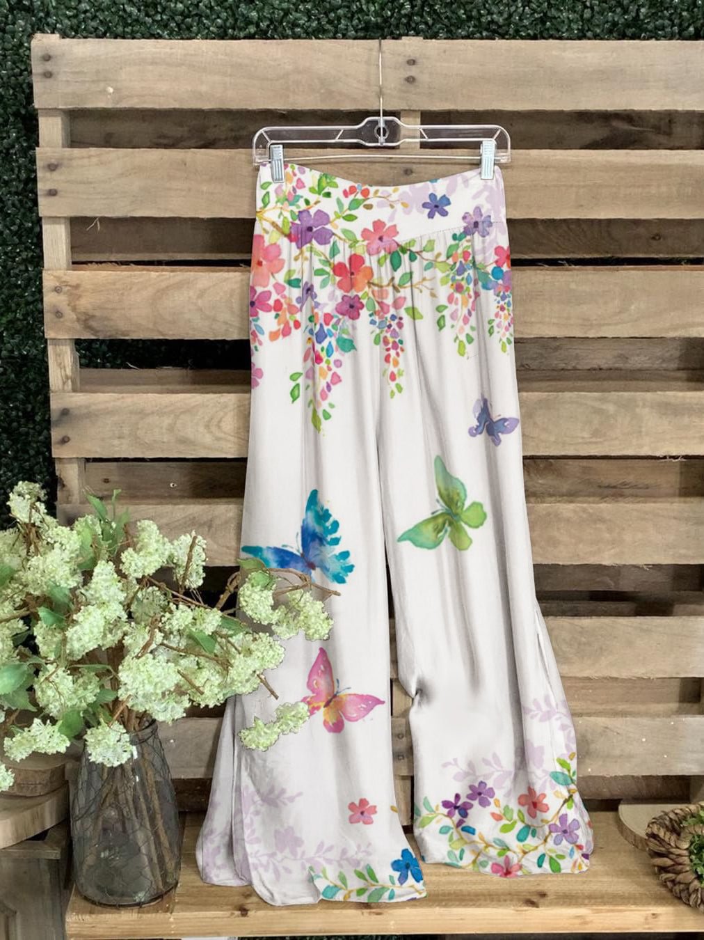 Women's Loose Butterfly Flower Print Casual Pants