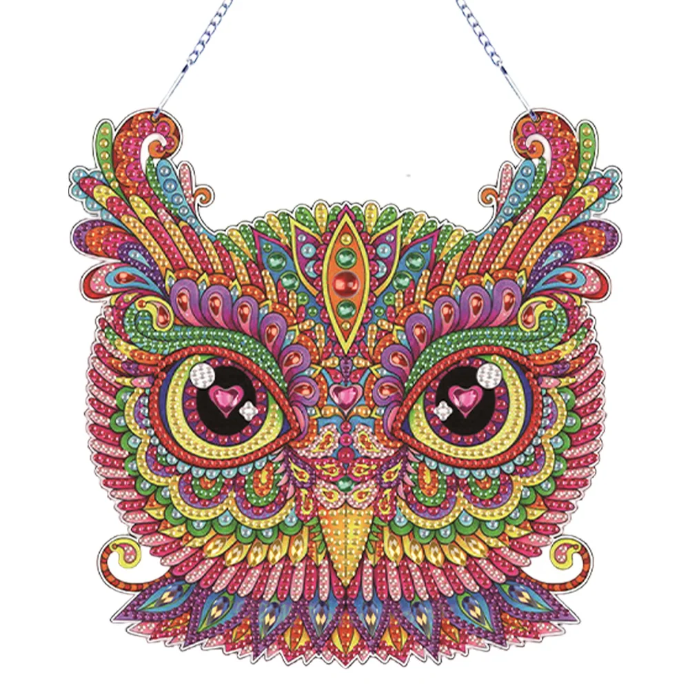 DIY Owl Single-Side Acrylic Diamond Painting Pendant for Wall Decoration