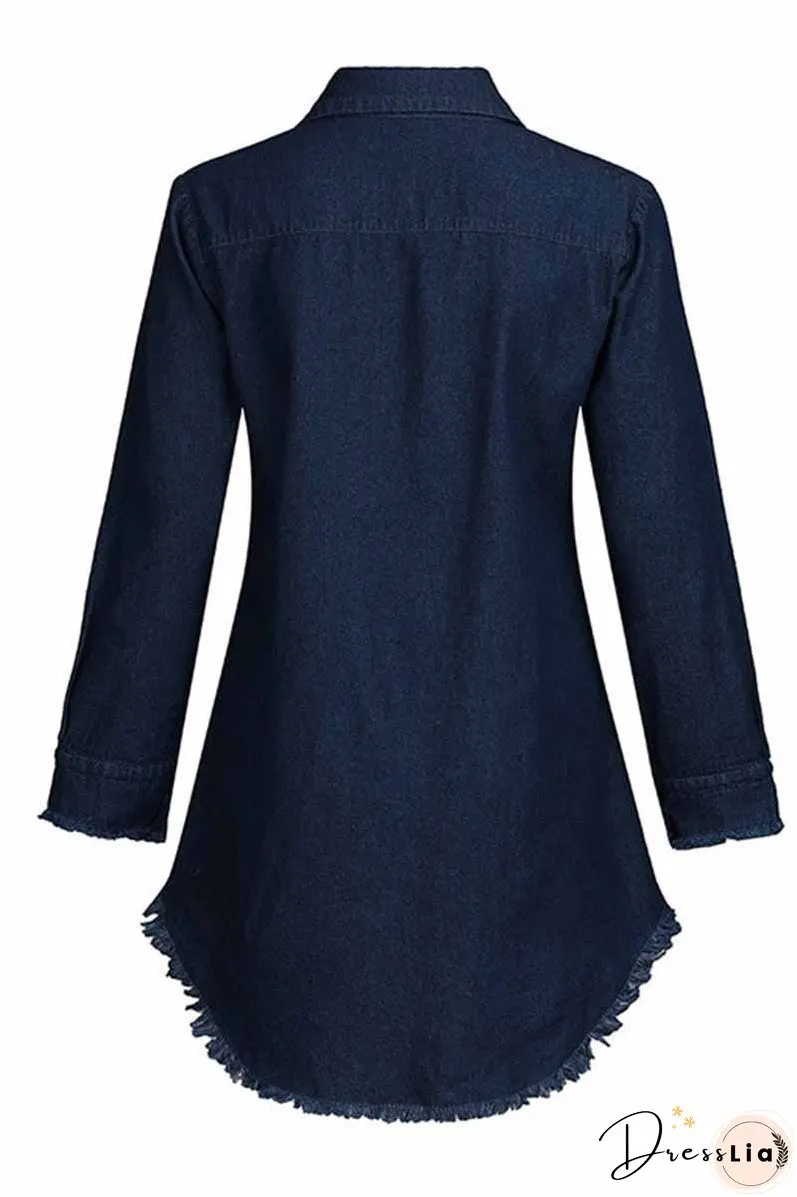 Loose Button Design 4 Colors Denim Dresses