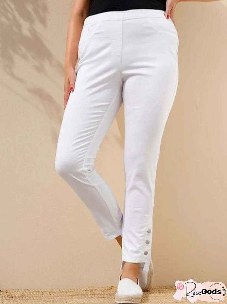 Casual Cotton-Blend Regular Fit Casual Pants