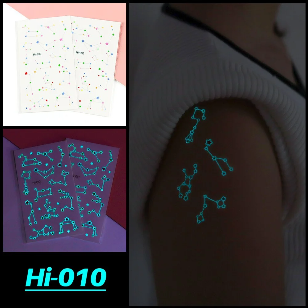 Sdrawing Luminous Tattoo Hand Finger Starry Star Universe for Kids Fake Tattoo Glowing In Dark Waterproof Temporary Tattoo Stickers