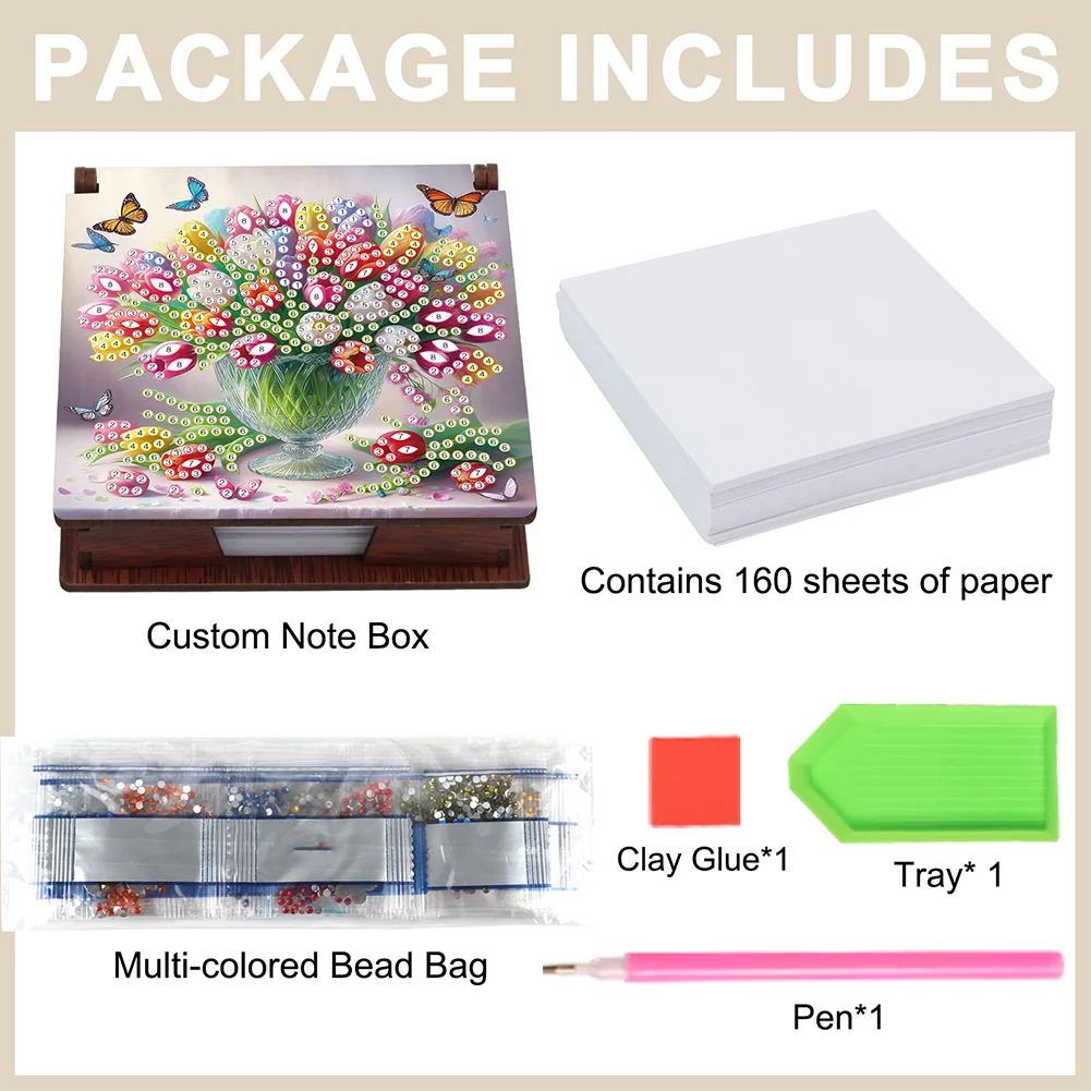 DIY Flower Diamond Painting Note Box Paper 160 Sheets of Paper for DIY Art Craft
