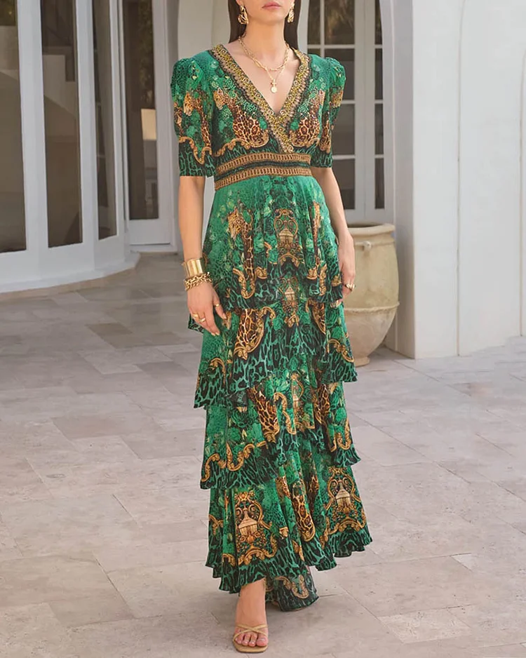 Women's Fashion Printed Short Sleeve Dress