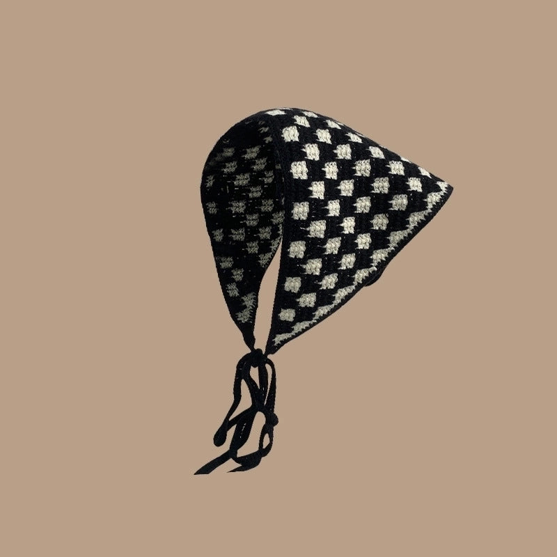 Sweet Handmade Mushroom Strawberry Crocheted Scarf French Triangle Scarf Closed Toe Women’s Net Red Knitted Hair Band Headband