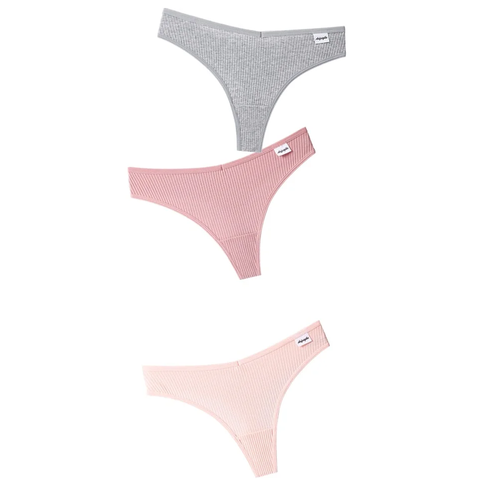 3PCS/Set G-string Panties Cotton Women's Underwear Sexy Panties Female Underpants Thong Solid Color Panty Lingerie T Back Design