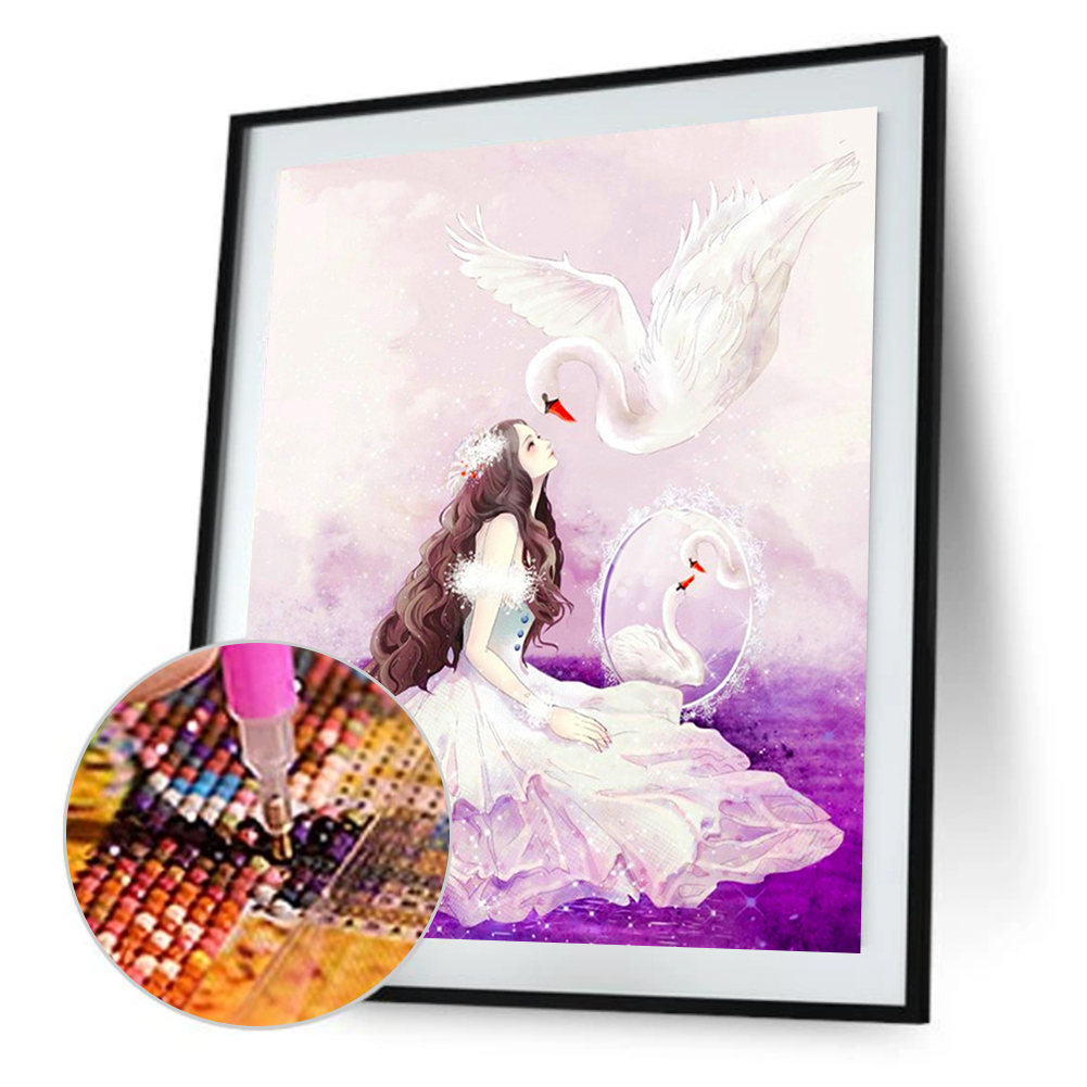 

30*40CM-Princess Swan-Round Drill Diamond Painting, 501 Original