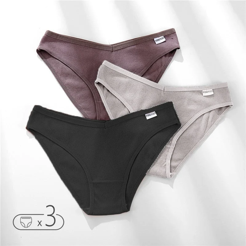 FINETOO Cotton Underwear Women M-XL Panties Fashion V Waist Underpants Low-rise Women's Briefs Soft Panty Comfortable Lingerie