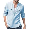 Gioiacombo&trade; Camicia a maniche lunghe con scollo tondo e tasca con bottoni