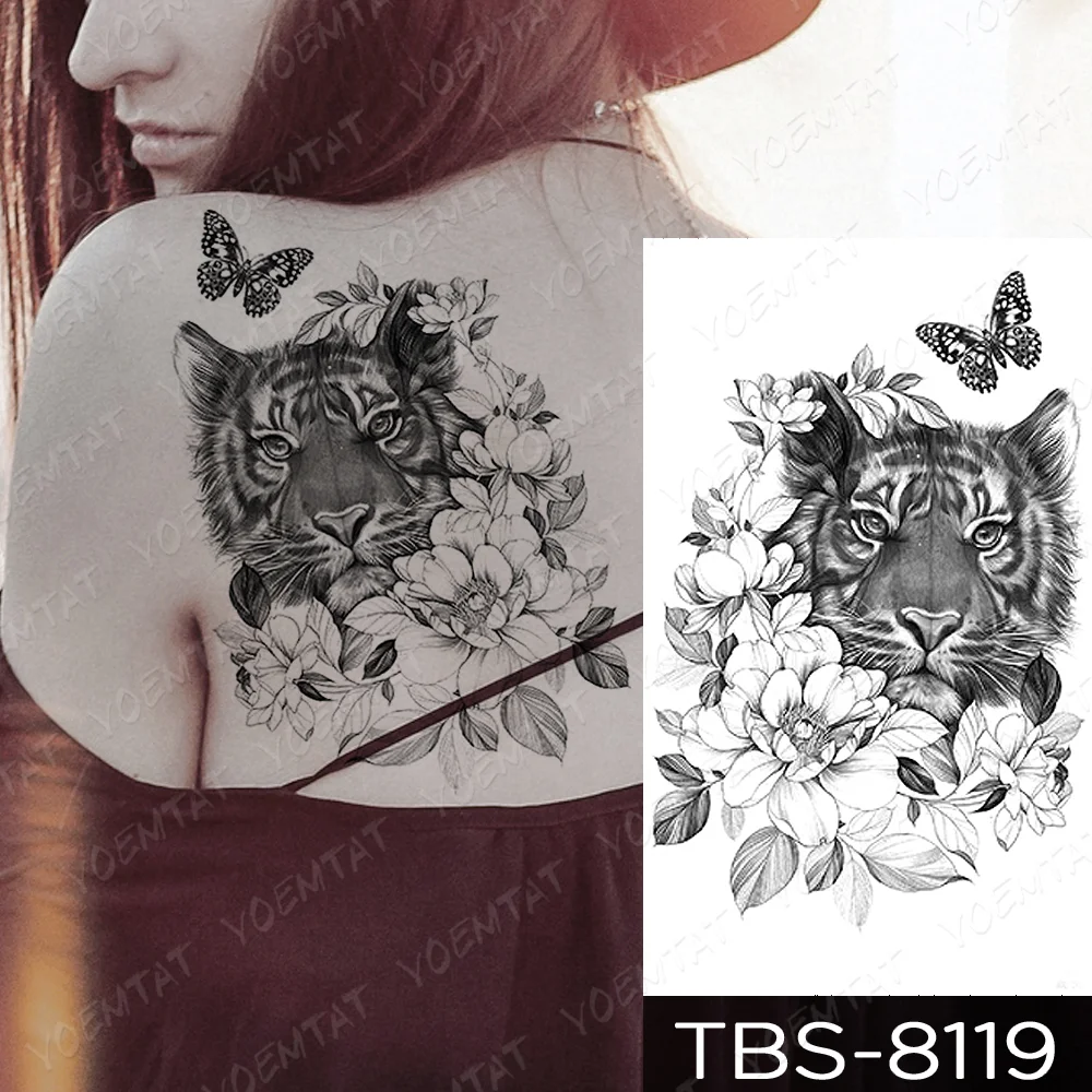 Sdrawing Temporary Tattoo Sticker Yin Yang Dragon Feather Wings Flash Tattoos Wolf Totem Body Art Arm Fake Tatoo Men