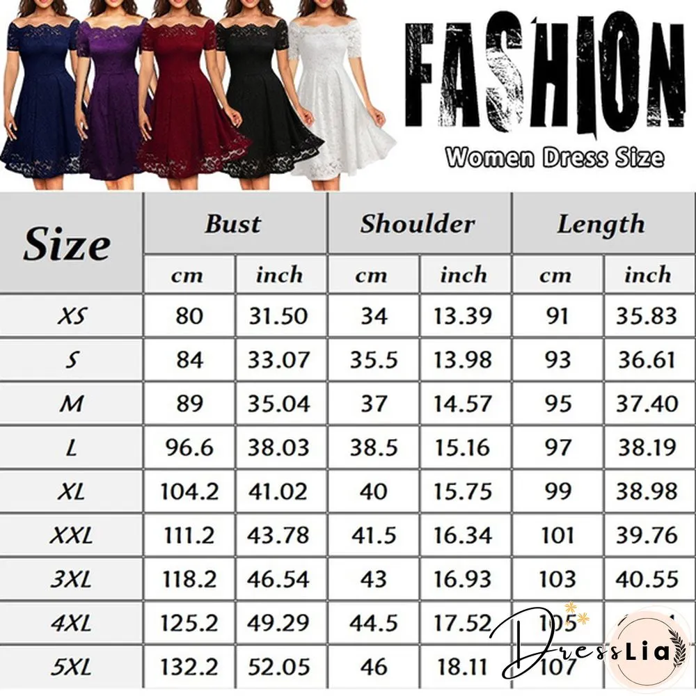 New Fashion Women Off Shoulder Slim Fit Lace Dress Elegant Strapless Short Sleeve Cutout