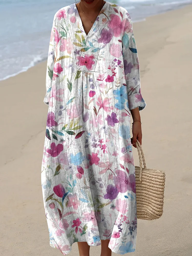 Women's Vintage Floral Art Print Dress