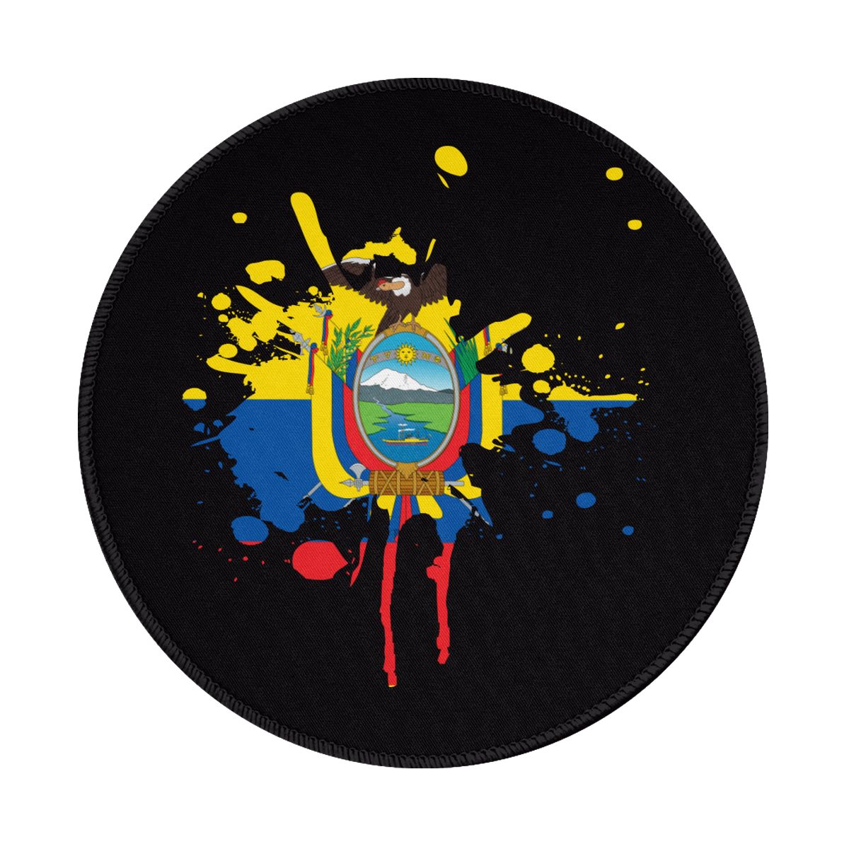 Ecuador Ink Spatter Waterproof Round Mouse Pad for Wireless Mouse