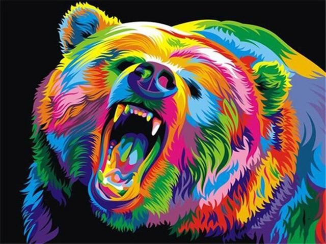 

Colorful Growling Bear – Paint By Numbers - 40*50CM, 501 Original