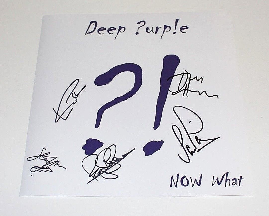 DEEP PURPLE BAND SIGNED NOW WHAT ALBUM FLAT Photo Poster painting w/COA x5 IAN PAICE GILLAN