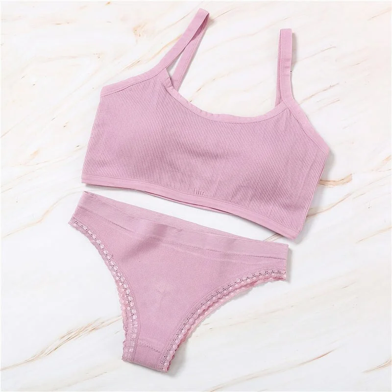 Backless Bra Set Women Underwear Seamless Bralette Sexy Lingerie Panties + Bra Female Brassiere Fitness Tube Tank Crop Tops Suit