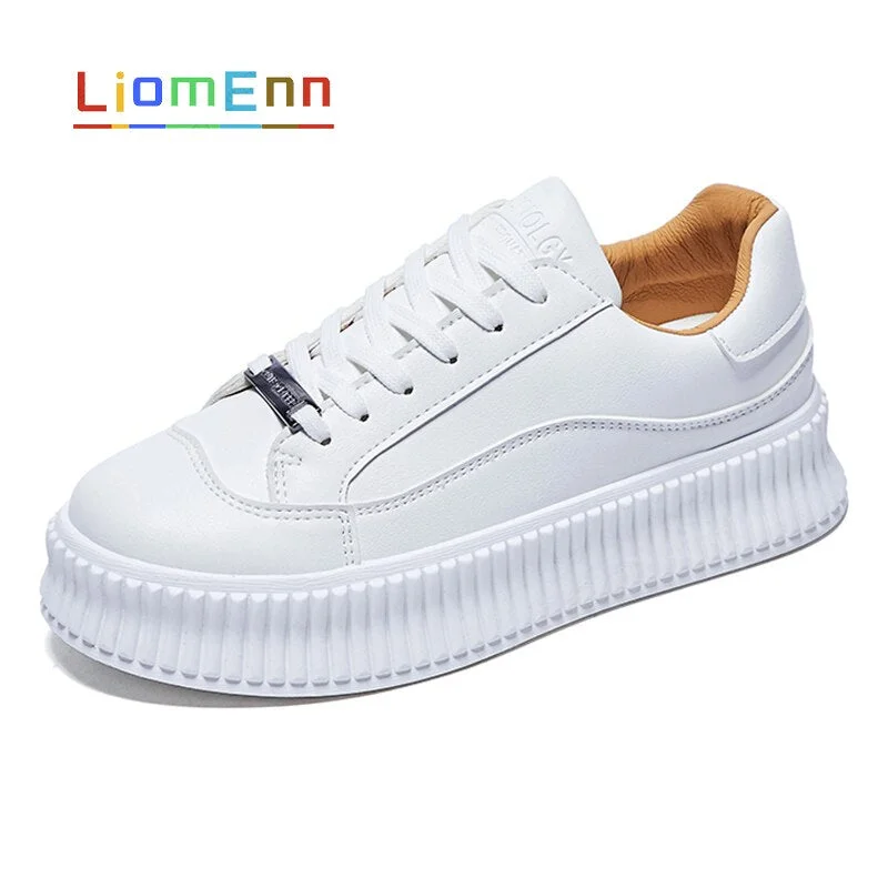 Ladies Platform White Sneakers Women Sports Shoes 2021 New PU Leather Flat Vulcanized Casual Shoes Walking Tennis Female Basket
